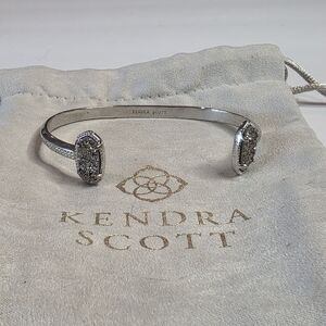 Kendra Scott Silver Bracelet‎ with Platinum Drusy Elton Cuff Bracelet